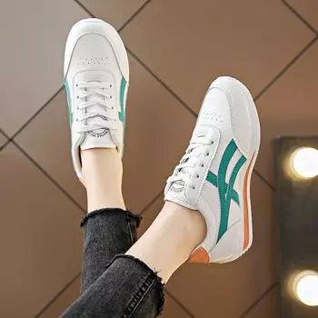 Women Leather Comfort Sports Shoes Woman Small White Shoes Fashion Comfort Sneakers All-match Lightweight Casual Running Shoes 35 чёрный