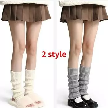 Women Leg Warmer Spring Summer Jk Knitted Long Socks Acrylic White Black Ballet Leg Warmer Spice Girls Mid Calf Y2K Stockings One Size