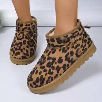 Women leopard print Snow Boots New Winter Classic Thickened Warm Ankle Boots Winter Faux Fur Slip on Boots Women Shoes for Women 36 цветной печати леопарда