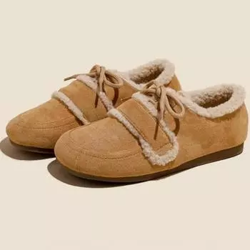 Женские светло-желтые винтажные бархатные туфли Boken 2024 года, зимние теплые туфли на плоской подошве на платформе, женские шапочки, лоферы, женские мокасины 36