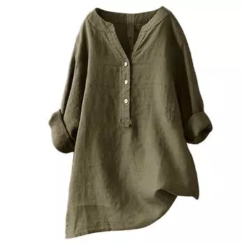 Women Loose Button Down Blouse Stand Solid Long Sleeve Casual Women Shirts Summer Oversize Homewear Blouses Blusas Para Mujer XXXXXL
