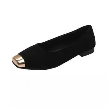 Women Low Heels One Kick Leopard Print Metal Decorative Toe Wear-resistant Rubber Sole Comfortable and Breathable Zapatos Mujer 35 чёрный