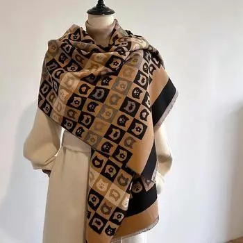 Женский роскошный кашемировый толстый шарф-одеяло повседневный принт пашмина буфанда зимняя шаль теплая основа пончо эшарп