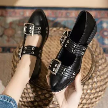 Women Mary Janes Shoes Summer Pointed Toe Designer Shoes for Women New Brand Dress Walking High Heels Women Zapatos De Mujer 36 чёрный