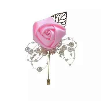 Women Men Pearl Beaded Charm Gift Wedding Boutonniere Brooch Rose Flower Corsage Bride Groom 15
