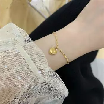 Женщины Мужчины Нержавеющая сталь Сердце Подвеска Цепочка Браслет Женщины Унисекс Наручные Украшения Подарки золотой