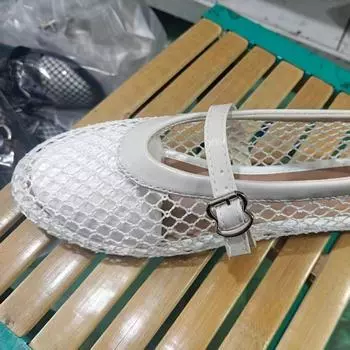Women Mesh Ballet Flats Sandals Breathable Casual Walking Shoes for Women Fishnet Ballerina Comfortable Sandals Round Toe Shoes 35