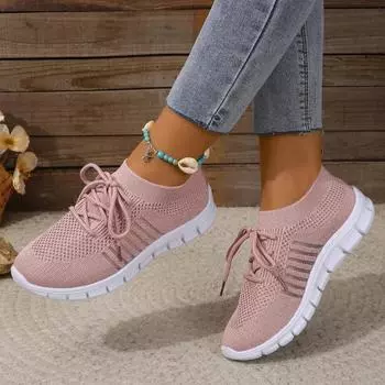 Women Mesh Breathable Sneakers Slip on Flat Shoes Woman Tenis Ladies Casual Loafers Walking Footwear Woman Vulcanize Shoes 35 бежевый