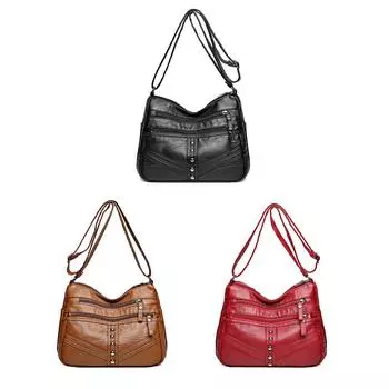 Женская сумка-мессенджер из искусственной кожи, сумка для поездок на работу, с несколькими карманами, повседневная, модная, простая, портативная, с регулируемым ремешком для отпуска на выходные красный