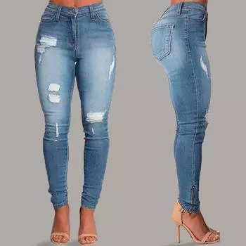 Женские узкие джинсовые джинсы со средней талией и карманами, эластичные узкие брюки с пуговицами, джинсы XXL синий