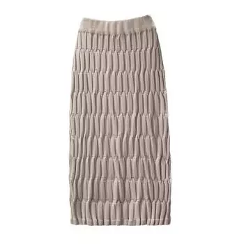 Women Midi Skirt High Waist Straight Leg Hip Wrapped Knitting Skirt Solid Color Autumn Skirt Versatile Daily Wear хаки