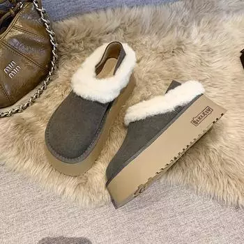 Women Mules Flats Platform Slippers Boots Winter New Designer 2025 Trend Women Shoes Comfort Non Slip Home Boots Zapatos Mujeres 35
