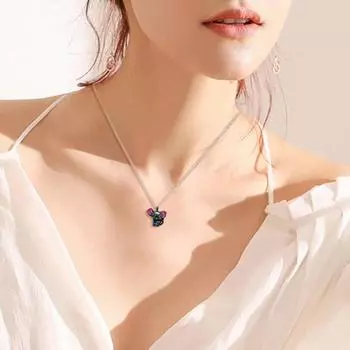 Женское ожерелье Сердце Искусственный Кристалл Яркий Блеск Декоративный Регулируемый Универсальный Подарки На День Рождения Нержавеющая Сталь серебряный