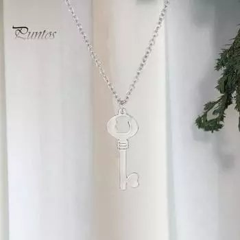 Женское ожерелье с подвеской в виде ключа, сплошное цветное выдалбленное цветное ожерелье из нержавеющей стали, украшение на шею, ювелирные изделия, женское ожерелье серебряный