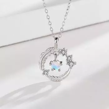 Женское ожерелье Moonstone Wing Design Jewelry Износостойкое ожерелье с подвеской