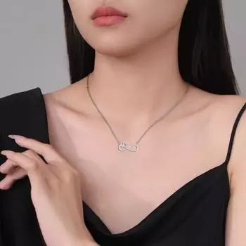 Women Necklace Number Eight Heart Pendant Adjustable Length Choker Necklace Hollow Non-fade серебряный