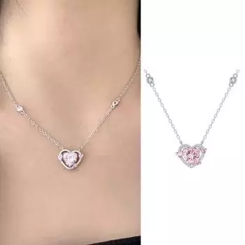 Женское ожерелье со стразами, полая цепочка, регулируемое украшение на шею, ювелирные изделия, подарок на день рождения, вечерние, выпускной, ключичный розовый