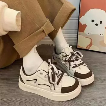 Women New Korean Color Block Dad Shoes Spring Autumn Thick Soles Comfortable and Fashionable Versatile Little White Shoes 35 чёрный
