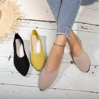 Women New square toe single shoes fashion Pointed Toe Flat sandals Outdoor comfortable walking shoes Breathable Casual Loafers 35 чёрный