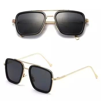 Женские мужские солнцезащитные очки Oculos в стиле Тони Старка, квадратные солнцезащитные очки унисекс, железные ретро-очки ручной работы