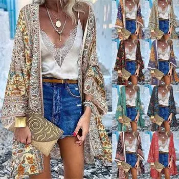 Женское кимоно с открытой передней частью, кардиган, праздничное пляжное платье, шаль, пальто M красный