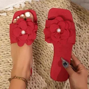 Женские уличные нескользящие тапочки Летние сандалии Женская обувь с цветочным принтом Легкие модные повседневные тапочки Новые шлепанцы женские 36
