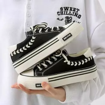 Women Outdoor Trainers Platform Canvas Shoes Height Increasing Chunky Sneakers Young Girls Outdoor Training Female Casual Shoes 35 бежевый