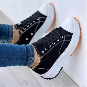 Women Pattern Canvas Sneakers Women Casual Shoes Sneakers Shoes Flat Lace Up Chaussure 42EU/CN43 белый