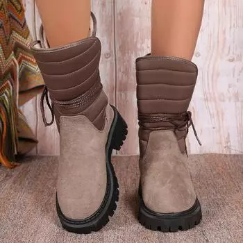 Women Platform Flats Casual Snow Ankle Boots Winter Sports Shoes 2025 New Outside Sneakers Brand Chelsea Non Slip Botas Mujer 35 серый