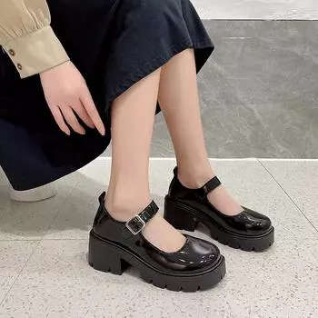 Women Platform Pumps Spring Autumn Fashion Retro Student Style Lolita Shoes Women Casual Comfortable Shallow Shoes for Women 35