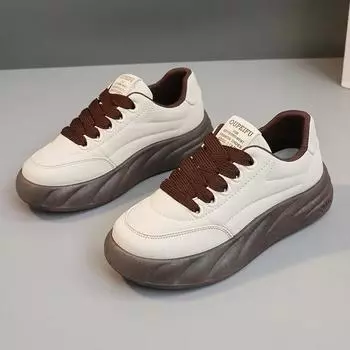 Women Platform Shoes Korean Version Shell Shoes Women Simple Solid Color White Shoes student Casual Sneakers Running Footwear 35 светло-коричневого