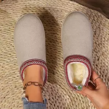 Women Platform Slippers 2024 Winter New Fashion Warm Thickened Fluff Cotton Slippers Women Casual Comfortable Soft Slides Women 36 бежевый