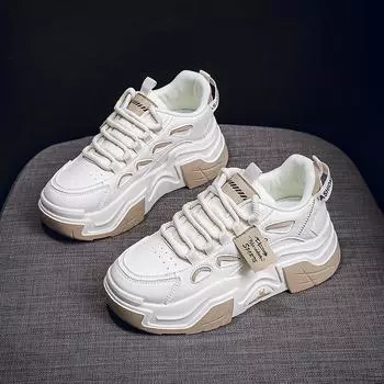 Women Platform Sneakers Autumn Trend Casual Flats Female Fashion Lace Up Thick Soled Comfortable Increase Vulcanized Shoes 35 синий