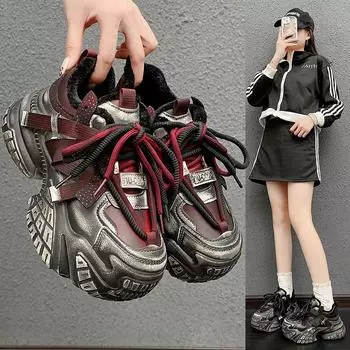 Women Platform Sneakers Casual Sports Shoes Bling Design Lace Up Comfortable Shoes Outdoor Running Walking Sneakers Female 35-40 35 чёрный