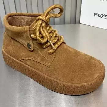 Women Platform Snow Ankle Boots Suede Flats Sneakers Lace Up Designer Sport Shoes Trend Winter New Walking Botas De Mujer 35