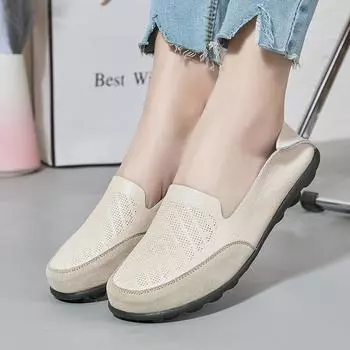 Women Plus Size Loafers Slip on Flat Casual Shoes Female Soft Sole Walking Retro Comfort Mom Shoes Zapatillas Mujer 2024 35 серый