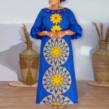 Женское платье больших размеров с круглым вырезом и расклешенными рукавами, с принтом, однотонное, сращивающееся платье M красный