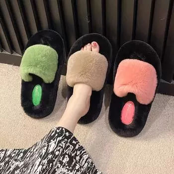 Women Plush Slippers New Arrival 2024 winter Flat Bottom Cotton Slippers For Home Woman Soft comfort Designer Home warm Slippers 35