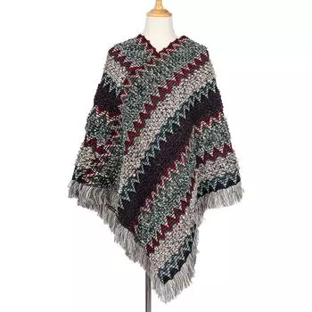 Women Printed Winter Wool Blend Soft Warm Scarf Tassel Wrap Knitted Shawl Scarf