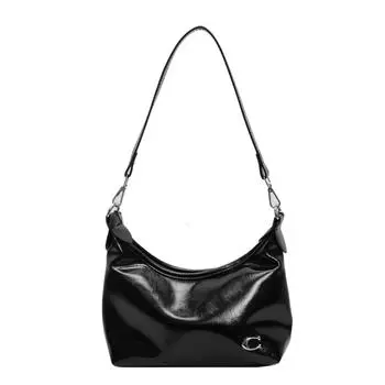 Women PU Casual Tote Handbag Large Capacity Trendy Messenger Bag Zipper Closure Elegant Underarm Bag Multi-pockets Chic Hobo Bag чёрный