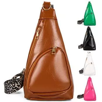 Женская сумка на грудь из искусственной кожи, винтажная поясная сумка, регулируемый ремень, повседневные сумки-слинги, двойная молния, несколько карманов, простая сумка-саквояж чёрный