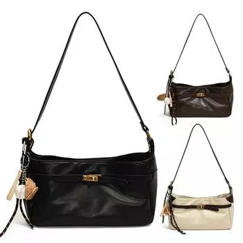 Women PU Fashion Shoulder Bag Large Capacity Casual Tote Handbag Adjustable Strap Trendy Messenger Bag Chic Hobo Bag чёрный