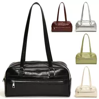 Женская сумка через плечо из искусственной кожи, стильная сумка через подмышку, однотонная модная сумка через подмышку, большая вместимость, модная сумка-тоут, дорожная сумка для улицы зелёный