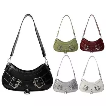 Women PU Stylish Underarm Bag Zip Closure Fashion Shoulder Bag Large Capacity Casual Handbag Adjustable Strap Simple Satchel Bag белый