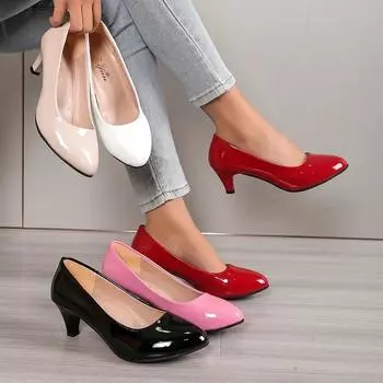 Women Pumps 2024 New Nude Shallow Mouth Women Shoes Fashion Office Work Wedding Party Shoes Ladies Low Heels Mary Jane Shoes 34 чёрный