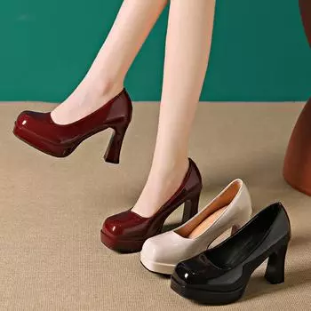 Женские туфли-лодочки 2024 года, новые сексуальные туфли Мэри Джейн с квадратной головкой для женщин, изысканные дизайнерские роскошные свадебные туфли на высоком каблуке для женщин, Zapatos De Mujer 35 бежевый