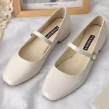 Women Pumps 2024 Spring Autumn New Fashion Mary Jane Shoes Women Comfortable Ballet Casual Buckle Shallow Soft Shoes for Women 35 бежевый