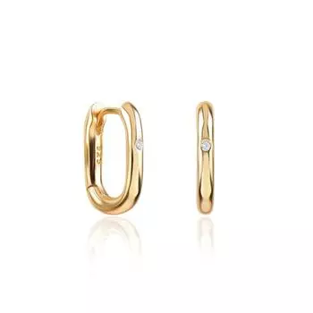 Women Retro Square Hoop Earrings Zircon Ear Jewelry ARI золотой