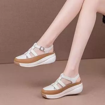 Women Roman Baotou Sandals Slippers Summer New Hollow-out Wedges Woman Casual Shoes 2025 Luxury Female Platform Sandalias Mujer 35