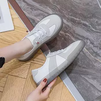 Women s 2023 White Cowhide Soft Sole Shoes - Breathable Mesh Casual Sneakers for Summer & Autumn серый/белый